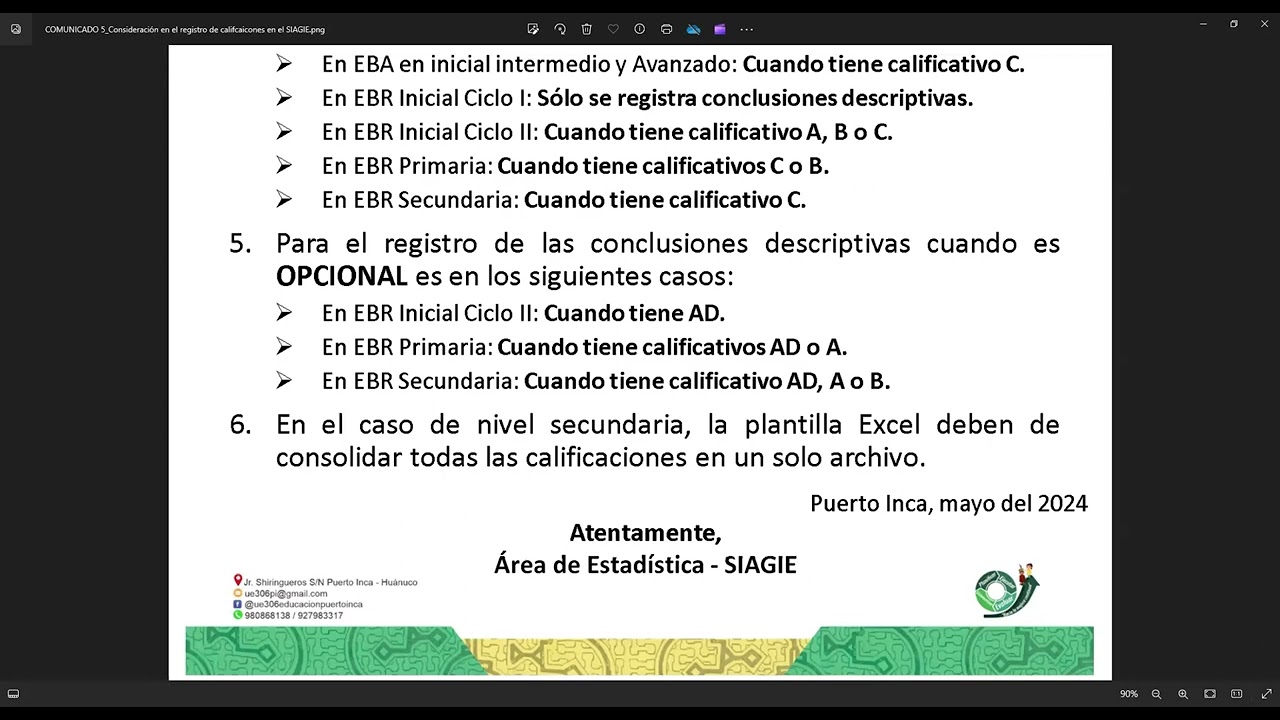 Registro de calificaciones del Primer Bimestre en el SIAGIE