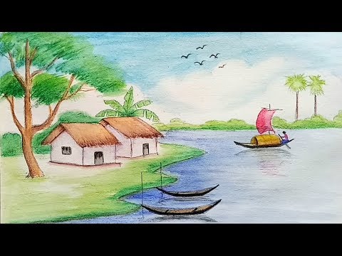 How to paint a beautiful landscape | Poster Colour Painting | Drawing  Scenery - YouTube