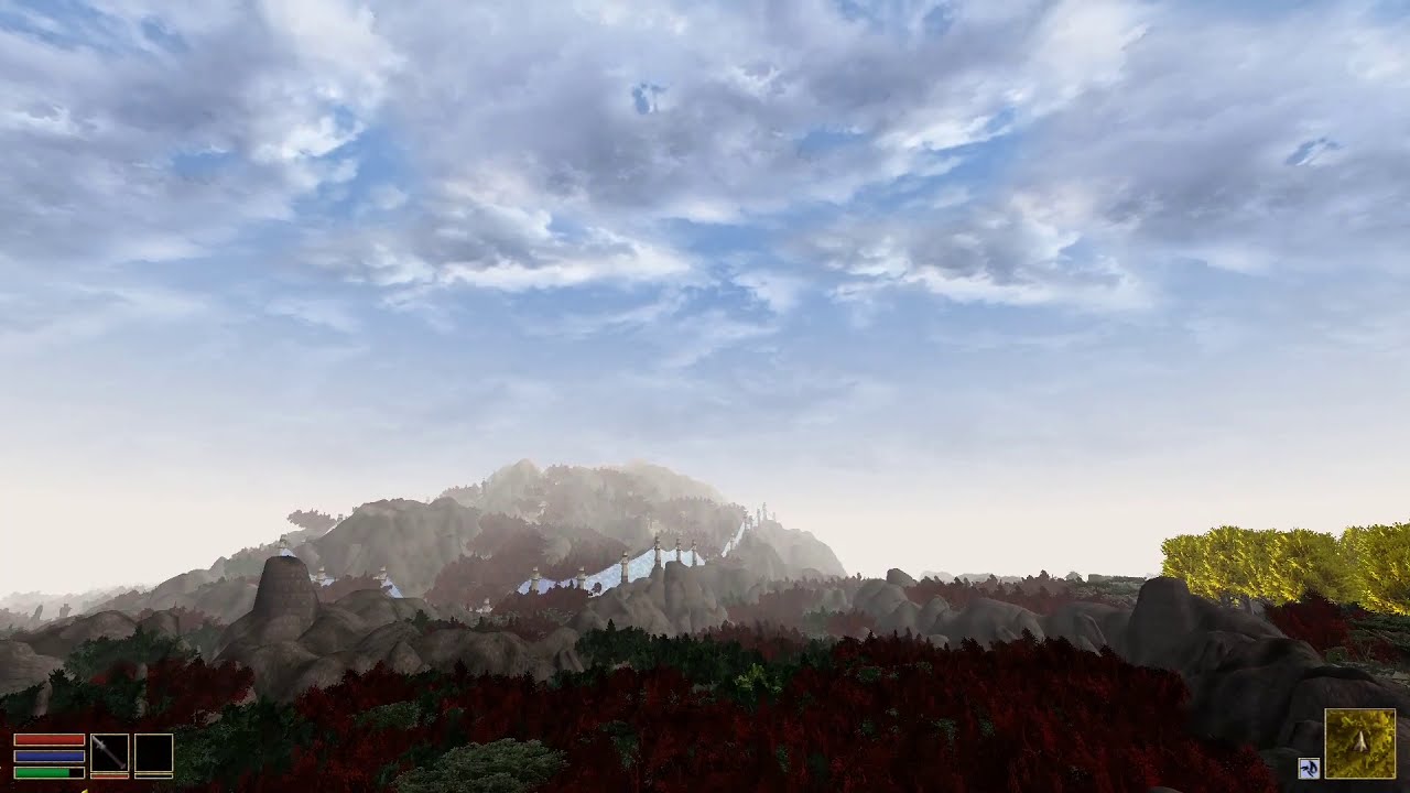 (Forested Morrowind) Flying from Vivec to Dagon Fel