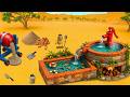 DIY Mini Hot Spring Fish Pool - Building a Rustic Stone Water Garden with Flowing Fountain