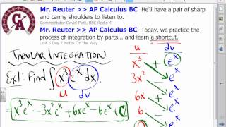 Famous CA Calculus BC Video Lesson 5-7 Tabular Integration Net Worth