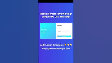 Modern Contact Form UI Design using HTML CSS JavaScript #viral #codingtutorial  #learnwitharshyan