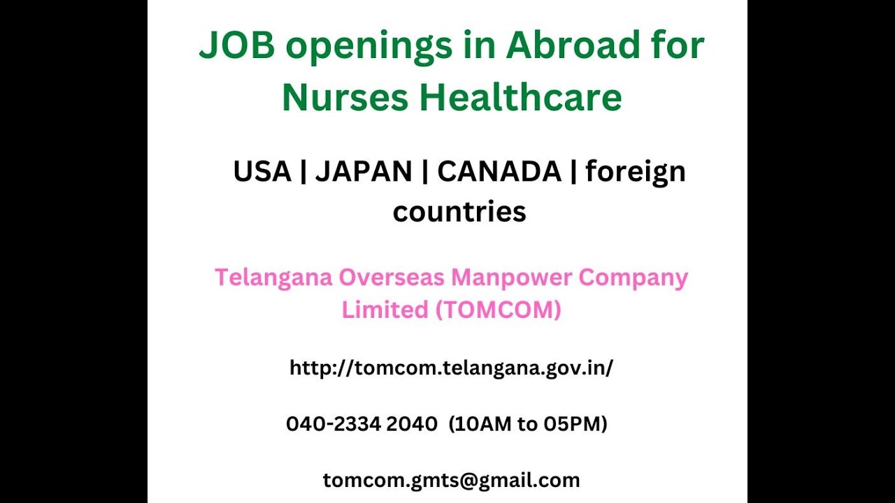 Abroad Jobs for Nurses Healthcare  in | USA | JAPAN | CANADA | others countries | Hyderabad |