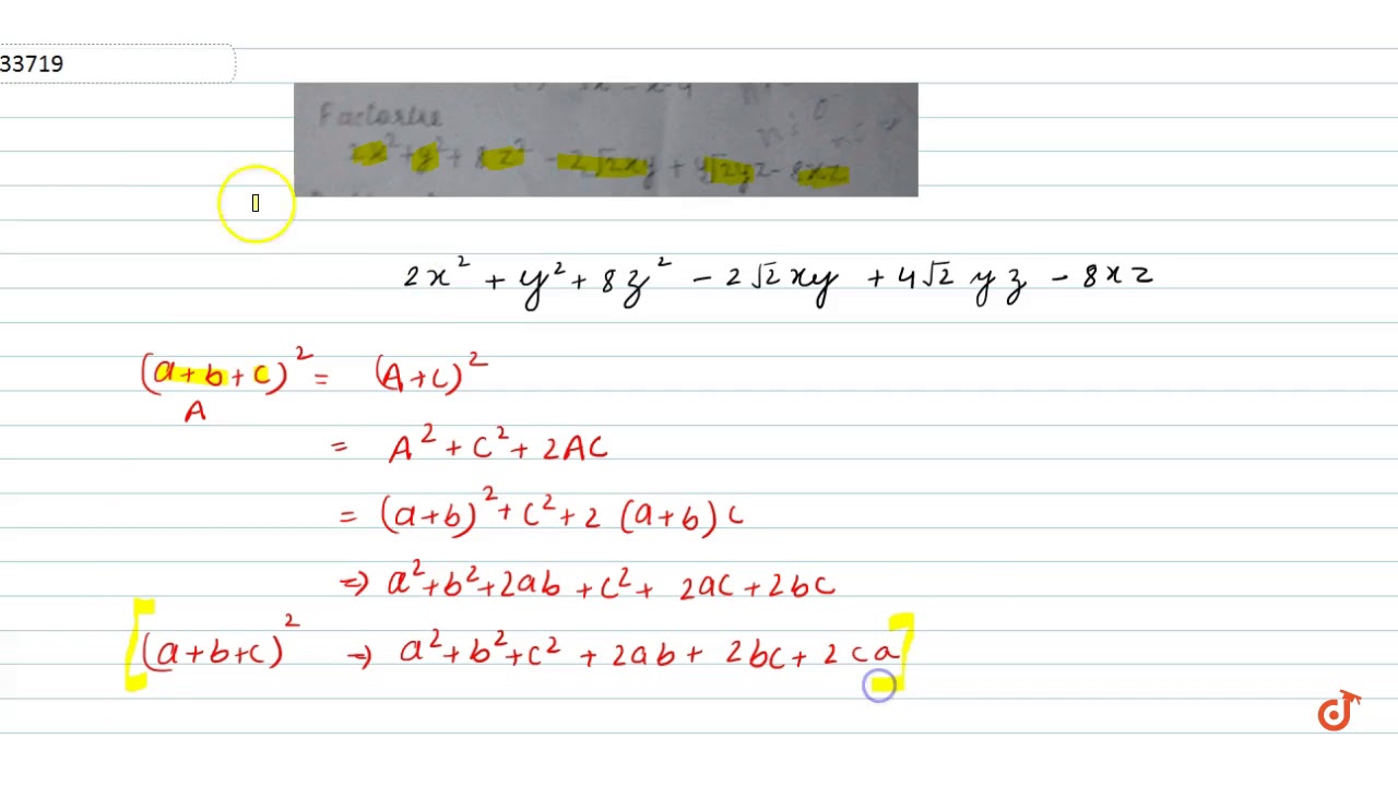 Factorise 2x 2 Y 2 8z 2 2sqrt 2 Xy 4sqrt 2 Yz 8xz Youtube