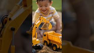 Amazing Toy Excavator Sandbox Play for Kids | Construction Trucks in Action!
