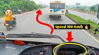 A Crazy Inexperience Bus Driver Hard Braking Suddenly In High Speed Which Leads Accident Situation. Resimi