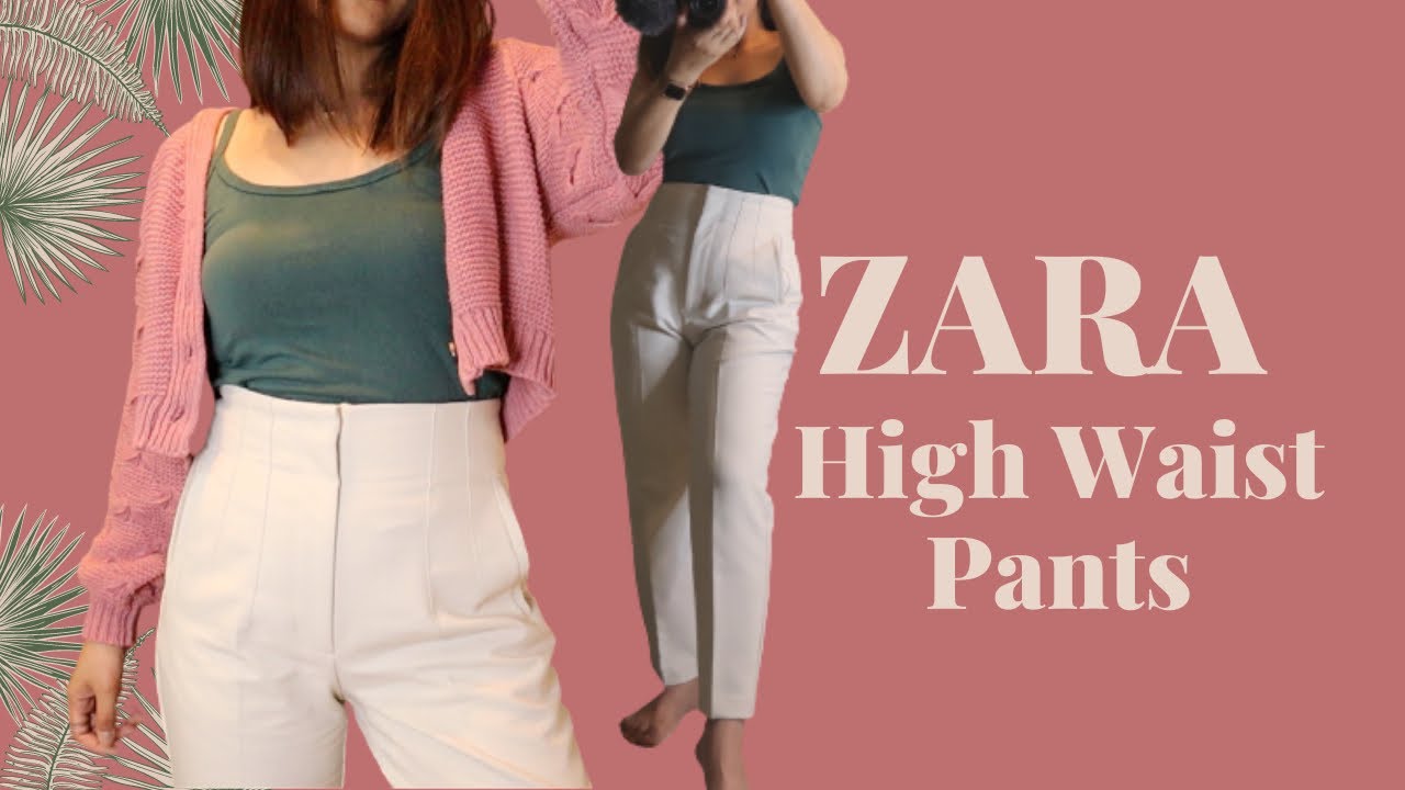 ZARA High Waist Trouser try-on, Oyster White