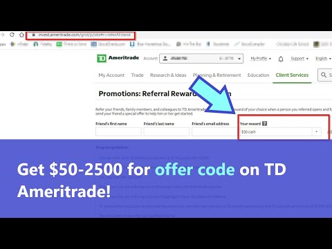 TD Ameritrade offer code or how to get from $50 to $2500 for registration and deposit?