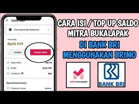 CARA TOP UP SALDO MITRA BUKALAPAK DARI BANK BRI (Brimo)