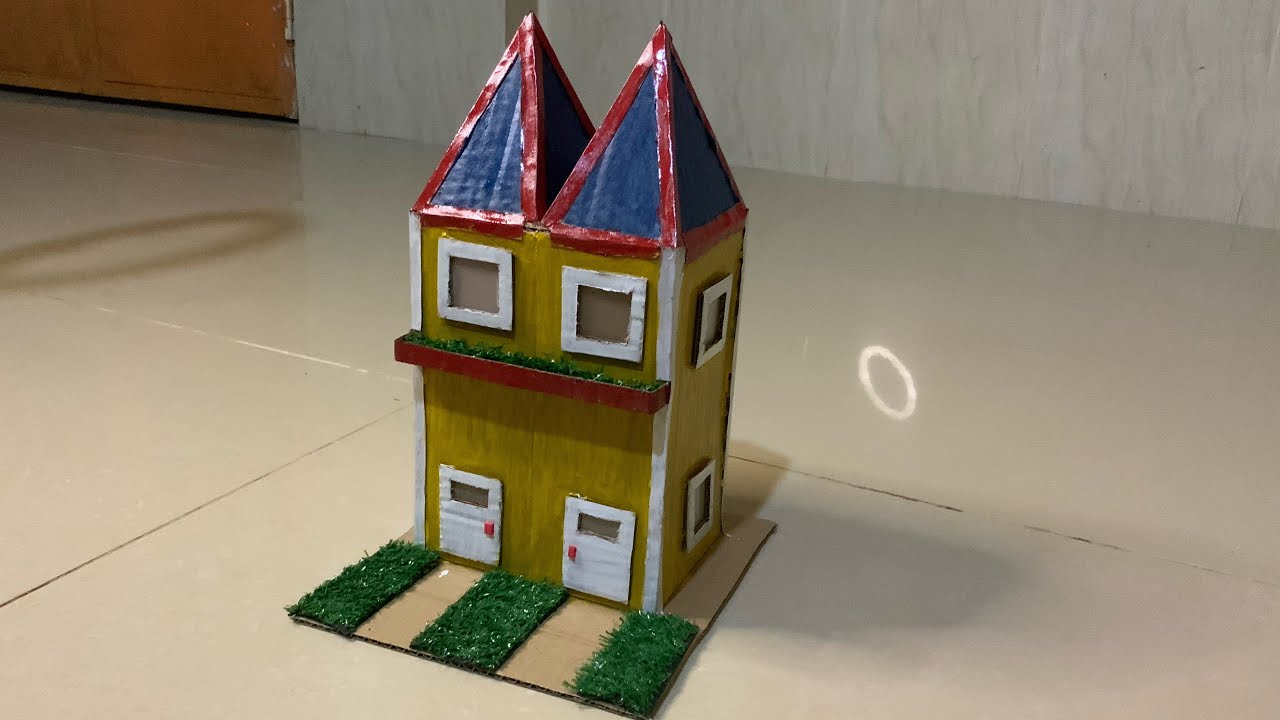 DIY build mini Villa from cardboard||DIY Villa from cardboard and paint ...