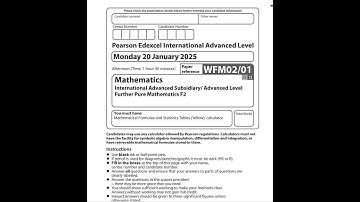 IAL F2/FP2 Jan 25 Question 2 Further Pure Mathematics 2 WFM02/01