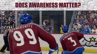 Testing EA NHL - How much does the Awareness Stat matter?