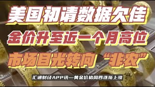 黄金交易提醒：美国初请数据欠佳，金价升至近一个月高位，市场目光转向“非农”
