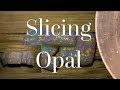 Slicing up a large crystal opal and revealing the opal magic inside