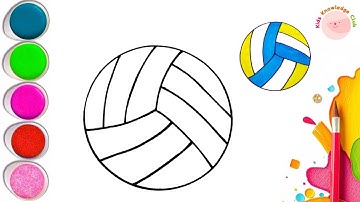 🏐 Easy Volleyball Drawing and Coloring for Kids | Fun & Simple Step-by-Step Tutorial