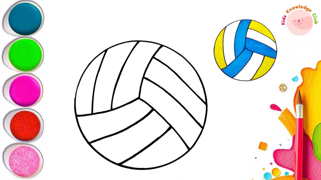 🏐 Easy Volleyball Drawing and Coloring for Kids | Fun & Simple Step-by-Step Tutorial