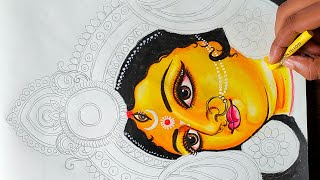 Ma Durga Drawing with oil pastel color - Part: 1 || Easy Devi Durga painting || CTW screenshot 4