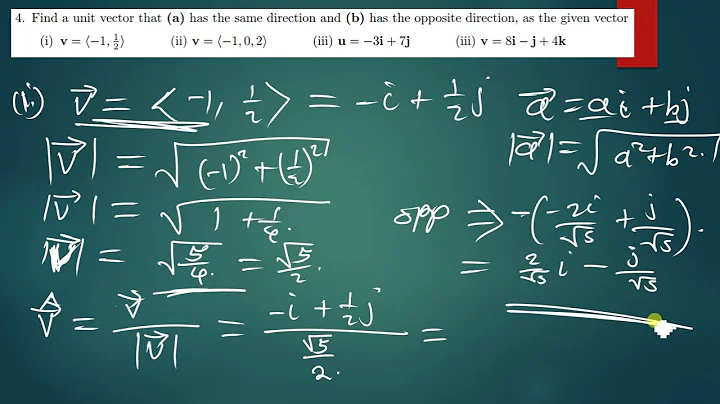 unit vector in the same direction and opposite dirrection as the given vector by harmtedy