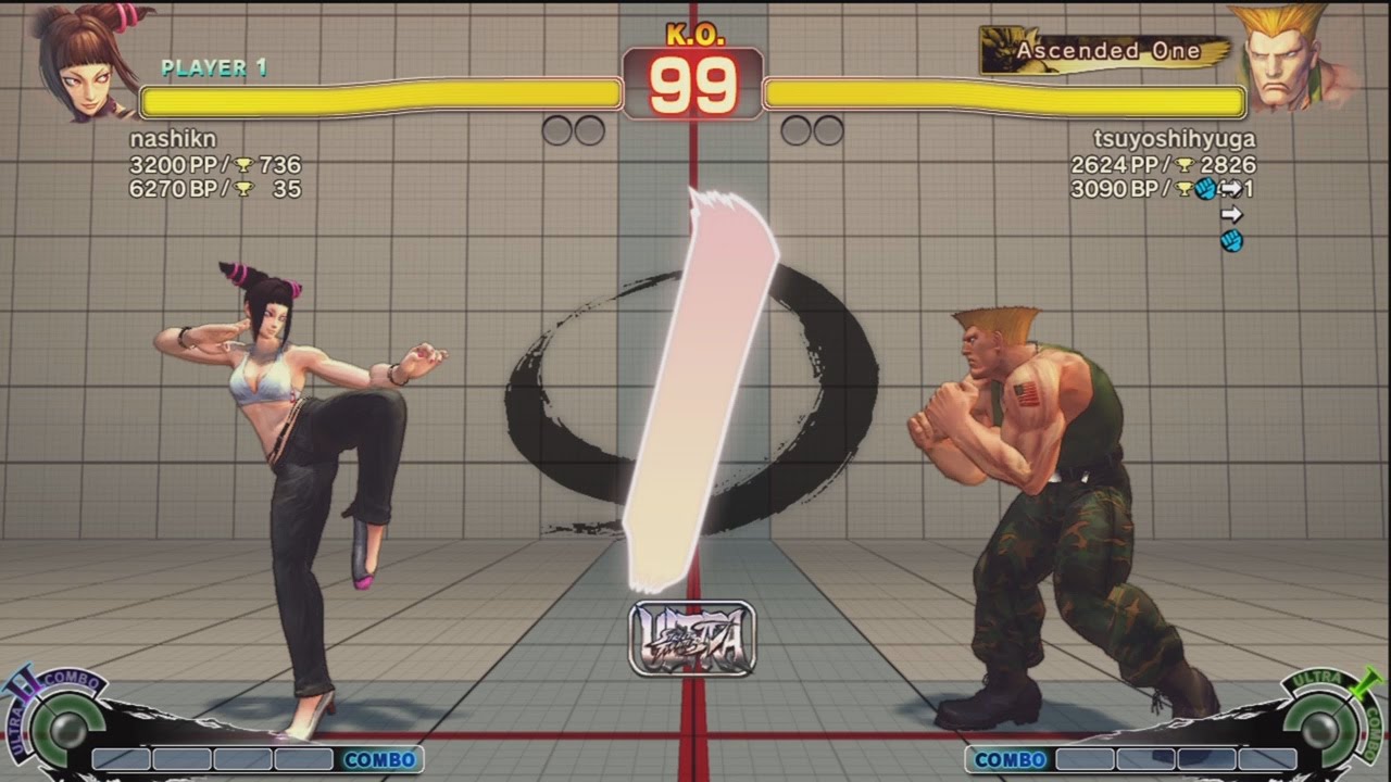 Younashi (Juri) vs （＾ー＾） (Guile) - USF4 Match *1080p*