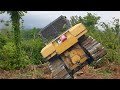 Highrisk bulldozer work in the field in plantation clearing