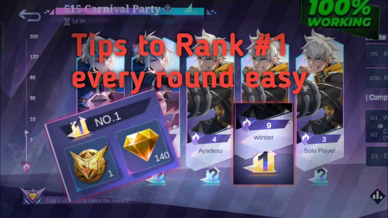 Trick to rank #1 in 515 carnival event|mlbb