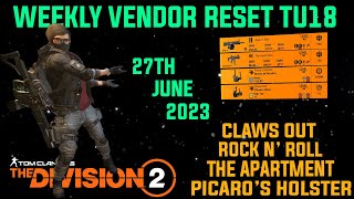 The Division 2 WEEKLY VENDOR RESET TU18 (LEVEL 40) WITH NEW VENDORS June 27th 2023