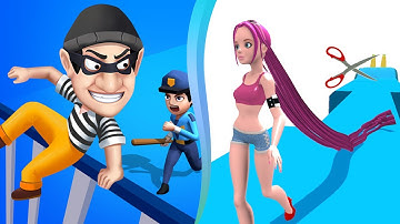 🌑 🤎 Thief and Run 3D Vs Hair Rush in Max Level Gameplay iOS,Android Walkthrough New Update TLI2W96TS