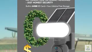 Review - AQUZO Floodlight Camera Solar Powered, 1500 Lumens Security Light, 2K Wireless O