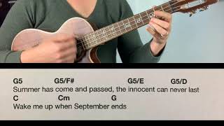Video thumbnail of "Wake Me Up When September Ends: Green Day Ukulele Play-Along"