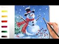 Christmas Snowman. How yo paint🎨ACRYLIC tutorial DEMO