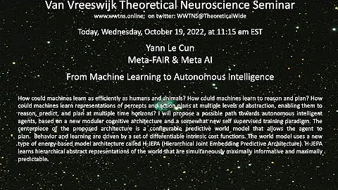 From Machine Learning to Autonomous Intelligence, Yann Lecun,  Meta-FAIR & Meta AI