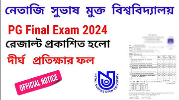 NSOU PG Final Exam Result Published 2024 ! pgbg ! Official Notice