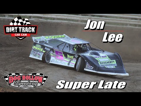Jon Lee driving #5L Super Late in the feature at Dog Hollow Speedway July 30, 2022