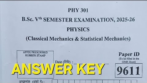 Answer key-2025|| PHY301|| Classical Mechanics & Statistical Mechanics|| BSc Physics 5th Sem||
