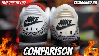 WOW THESE ARE SCARY CLOSE!! JORDAN 3 REIMAGINED 88 WHITE CEMENT VS JORDAN 3 FREE THROW LINE!!