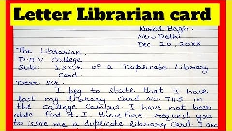 Write to the librarian to issue you a duplicate card