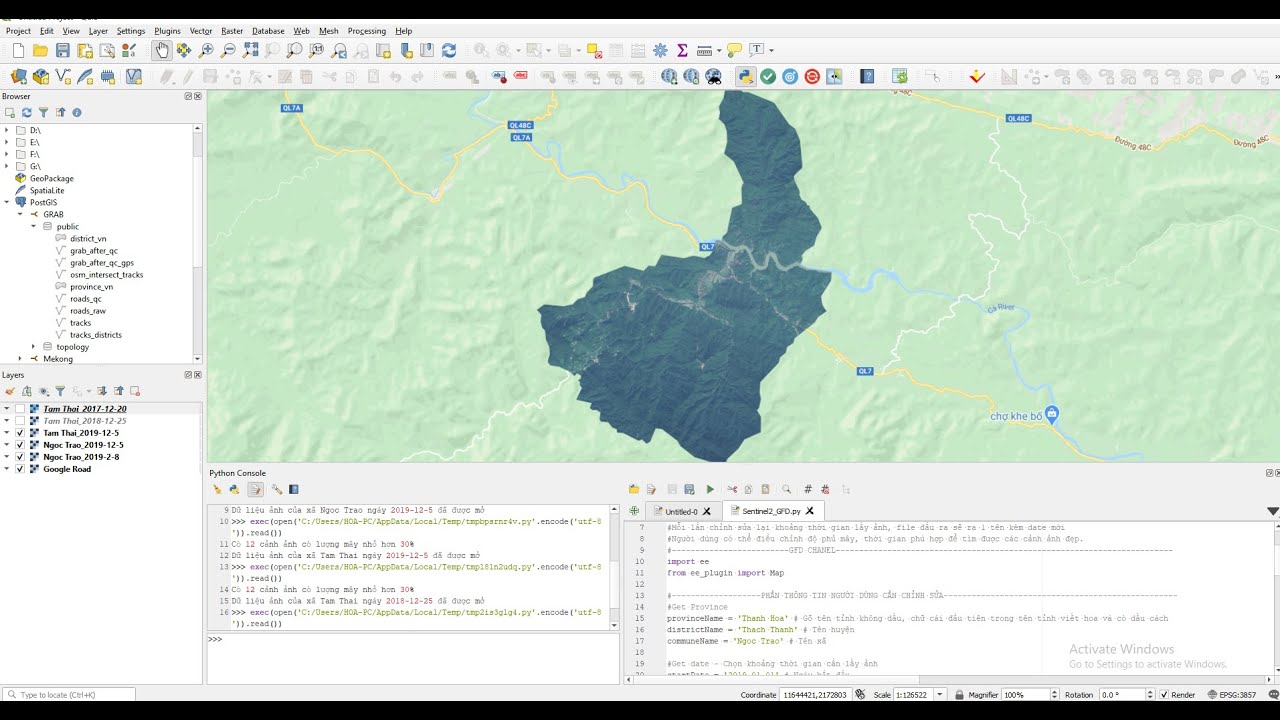 Tải ảnh Sentinel 2 - Cấp xã vào QGIS thông qua Google Earth Engine ...