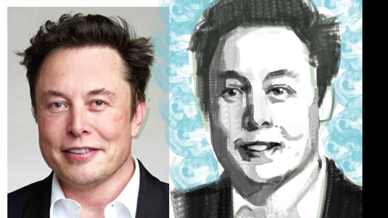 How to draw Elon Musk with Dogecoin