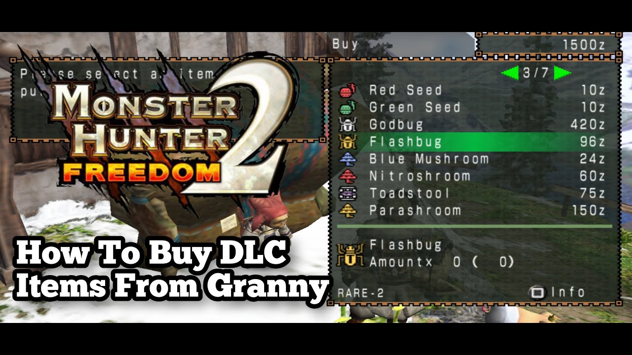 Monster Hunter Freedom 2(MHF2) Peddling Granny How To Buy DLC/Extra Items I PPSSPP Emulator