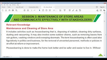 Unit 1 Session 3 Maintenance of Store Area & Communicate Effectively with Stakeholders