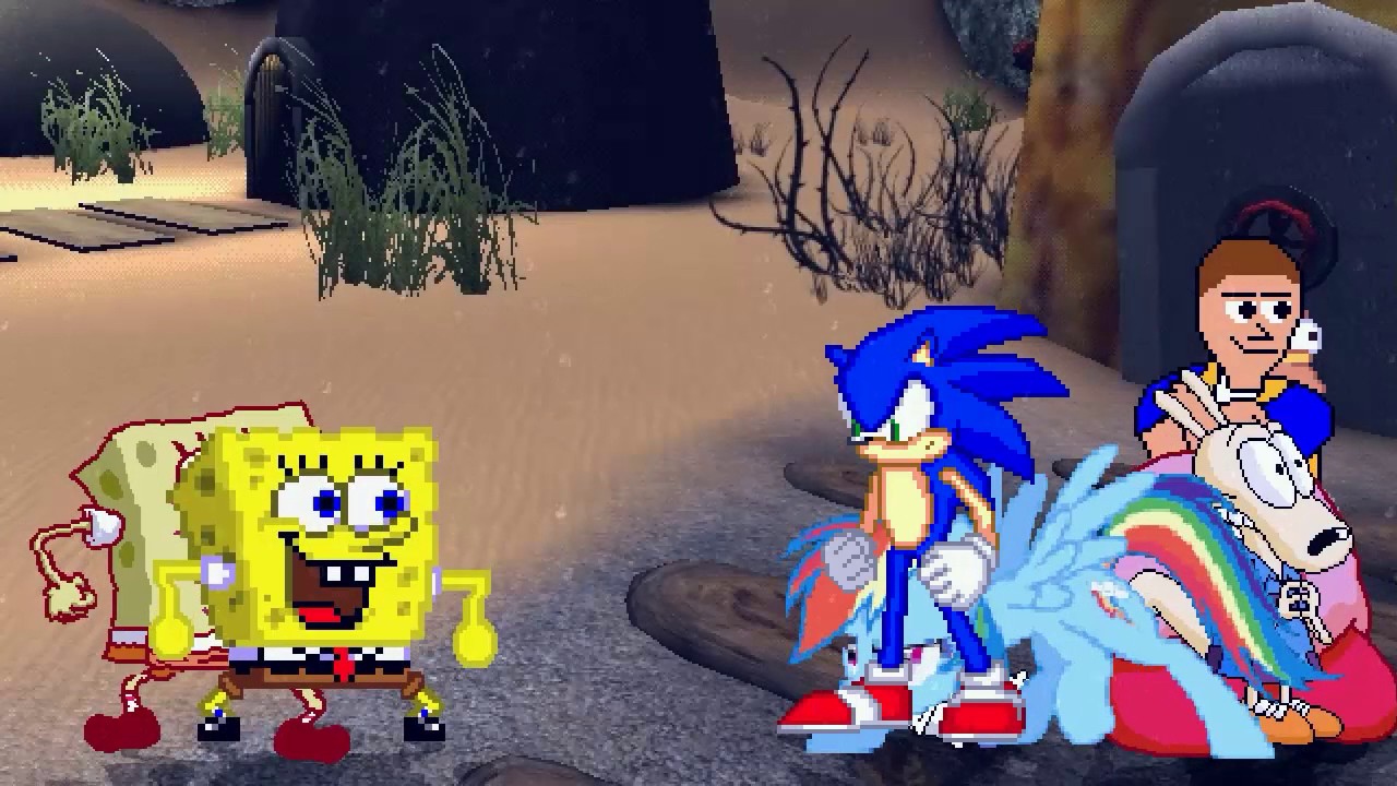 AN Mugen Request #886: Spongebob x2, Rocko, Dee Bee Kaw VS Sonic, R.Dash, Kirby, Homer