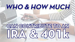 Who and how much can contribute to an IRA and 401k?