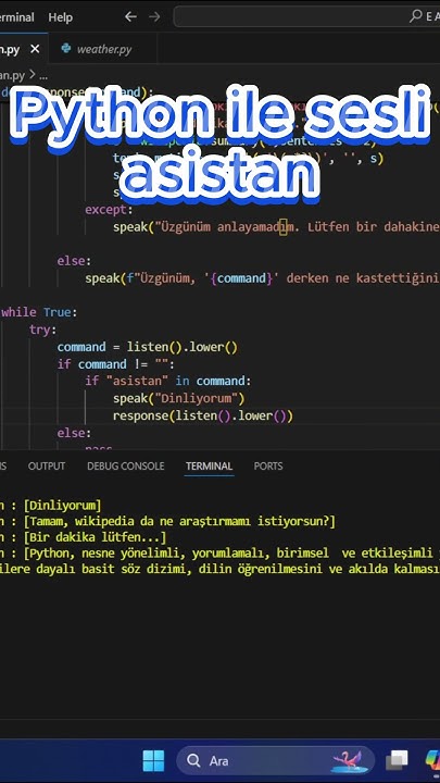Python ile sesli asistan #python #shorts - YouTube