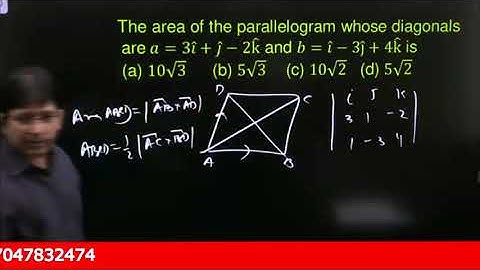 The area of the parallelogram whose diagonals are a=3i ̂+j ̂-2k ̂ and b=i ̂-3j ̂+4k ̂ is