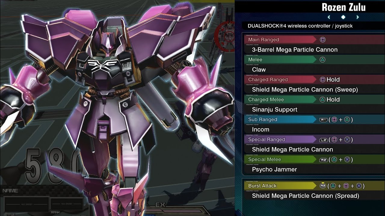 Rozen Zulu - Gundam Extreme Versus Maxi Boost ON Combo Guide