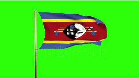 Swaziland flag waving in the wind. Green screen, alpha matte. Loopable animation Stock video by