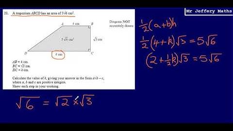 21. Forming and solving equations involving surds (GCSE Maths - Edexcel Practice Tests Set 3 - 2H)