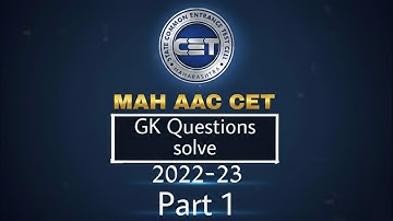 MAH AAC CET 2022 #Gk Questions paper Answer (Part 1).