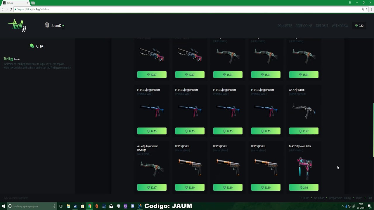 Como conseguir skins no CSGO: THRILL.GG - YouTube