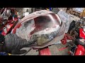 Kawasaki ninja 650r street fighter build part 3 tank bodywork and painting also repairing a hole